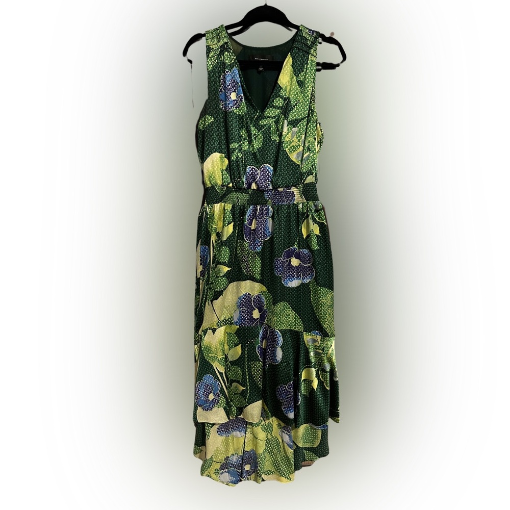 White House Black Market Green and Blue High Low Sundress